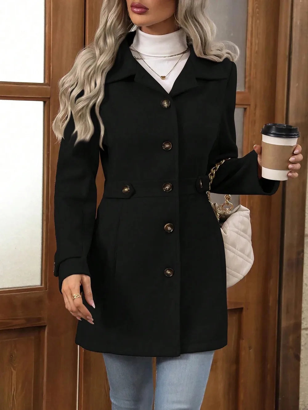 Mid-Length Tweed Coat