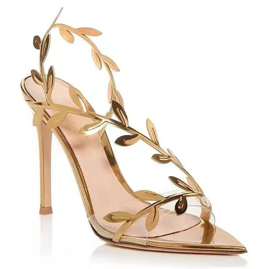 Golden High Heel Sandals