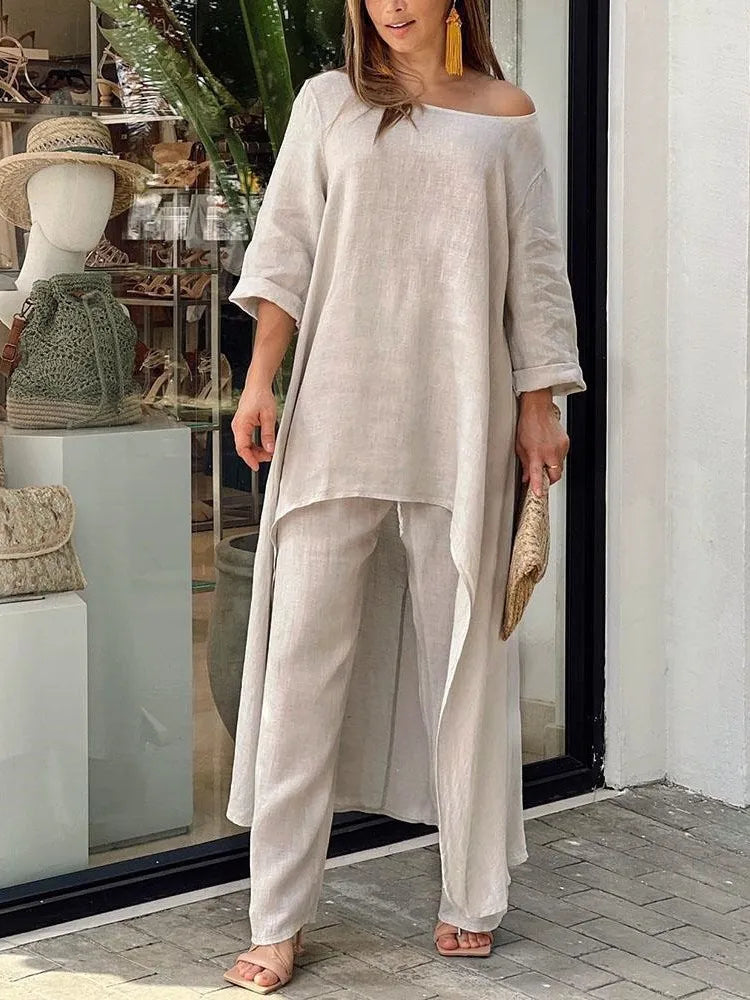 Women's Solid Casual Two Piece