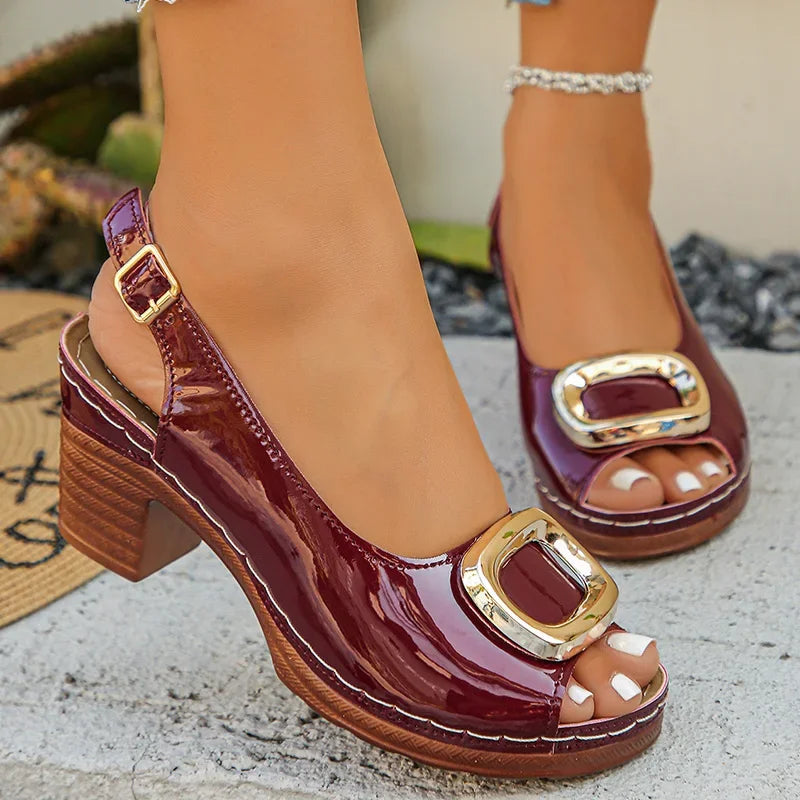 Peep Toe Back-Strap Pumps