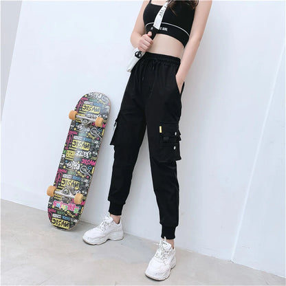 Black Hip-Hop Cargo Joggers