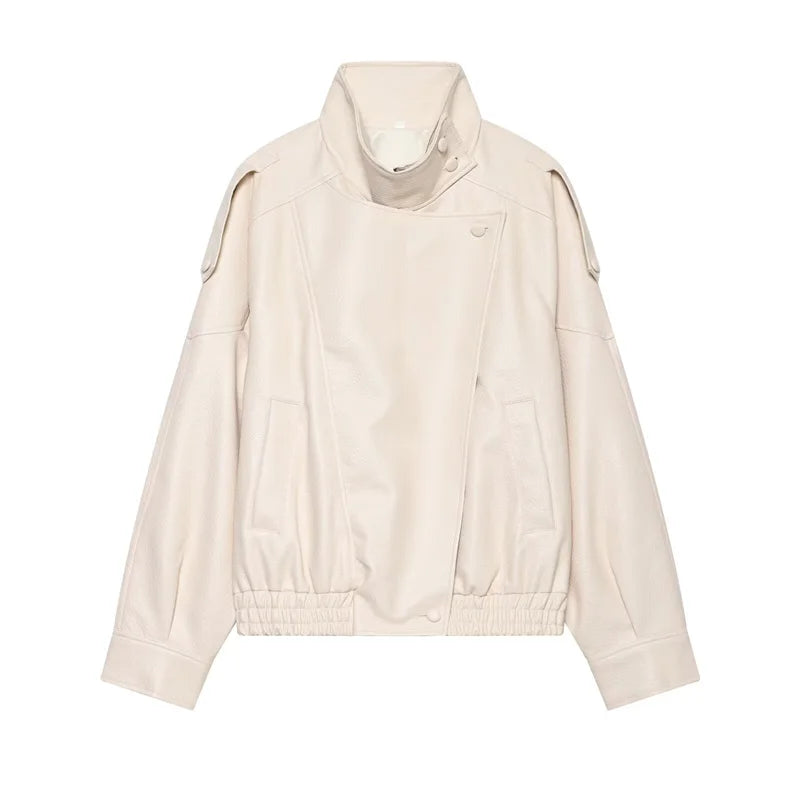 Pebble Faux Leather Moto Jacket