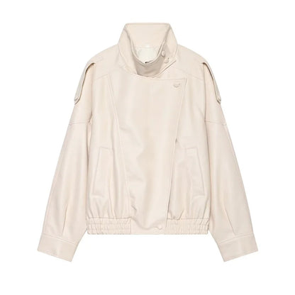 Pebble Faux Leather Moto Jacket