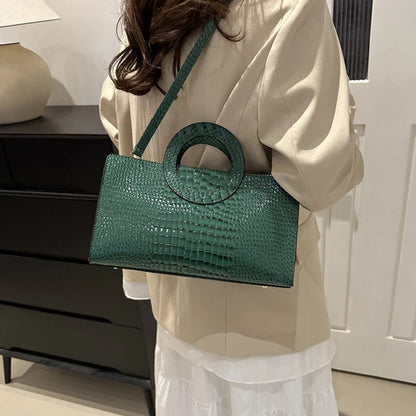 Crocodile Print Green Satchel