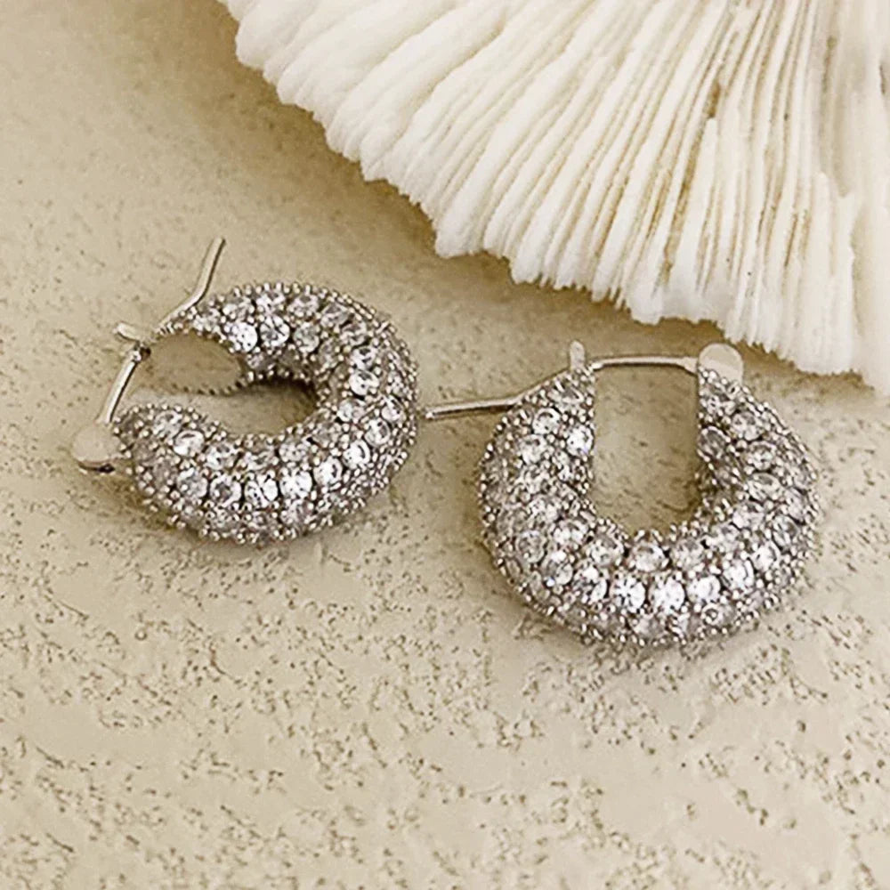 Brilliant Zirconia Hoop Earrings