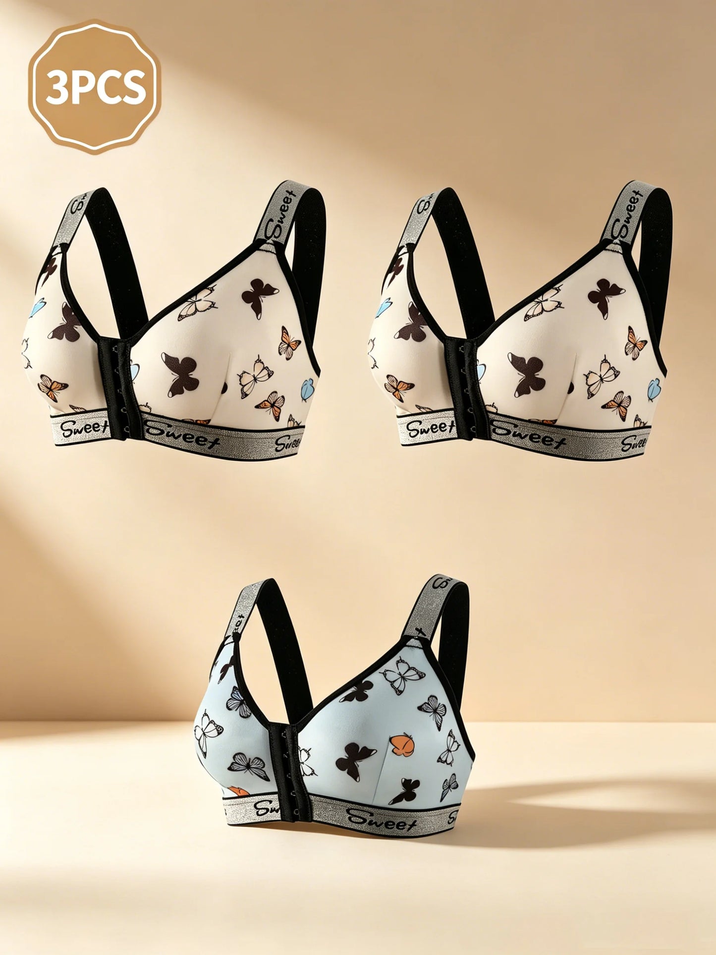 Front-Closure Multi-Color Bra Set