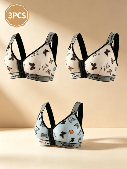 Front-Closure Multi-Color Bra Set