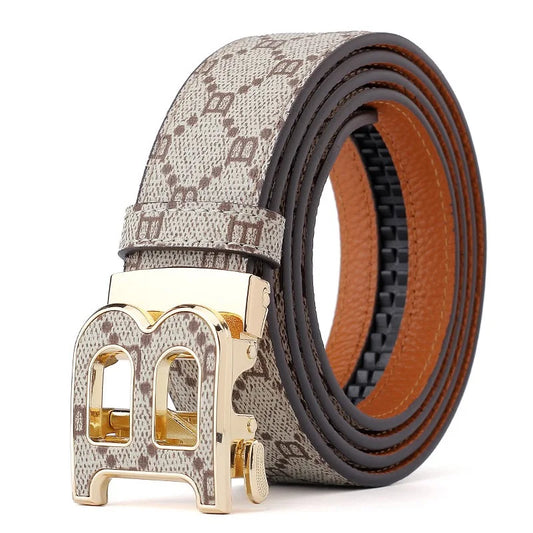 Luxury leather B buckle belt
