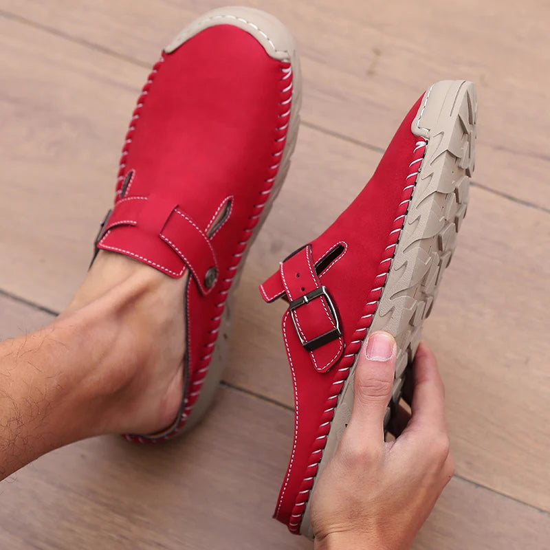 Backless Leather Mule Loafers