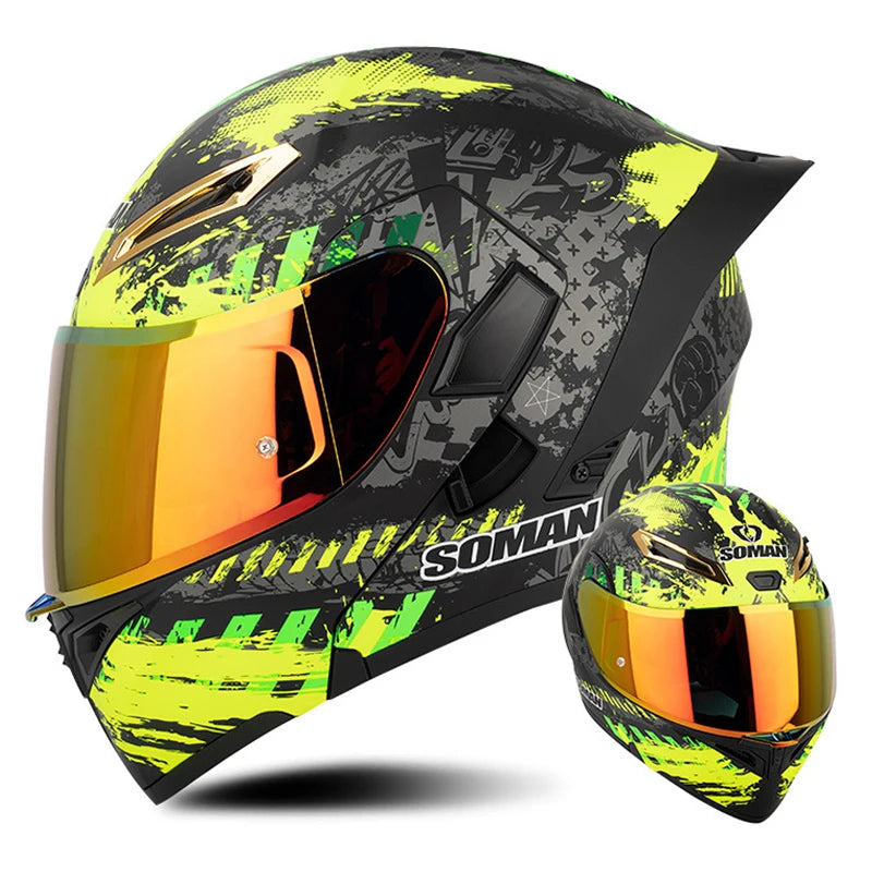 Soman Double-Visor Flip-Up Helmet