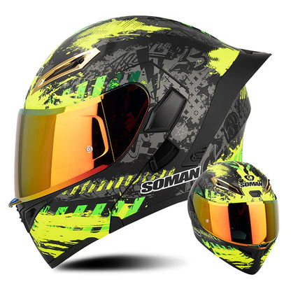 Soman Double-Visor Flip-Up Helmet