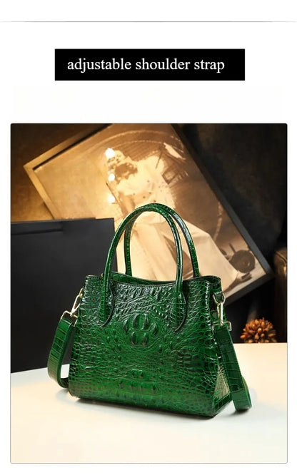 Polyester Zipper Shoulder Bag Crocodile