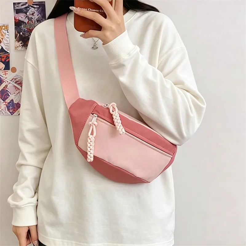 Contrast Nylon Chest Bag