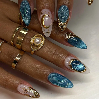 3D Flower Almond Press-On Nails