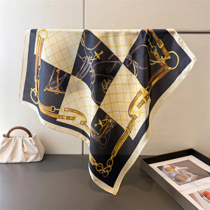 Chain Print Square Silk Scarf