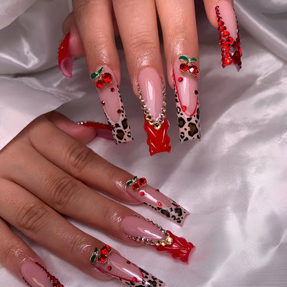 Leopard Cherry Press-On Nails