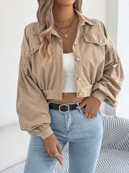 Corduroy Cropped Button Jacket