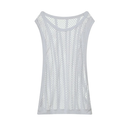 Mesh Fishnet Sleeveless Tank Top