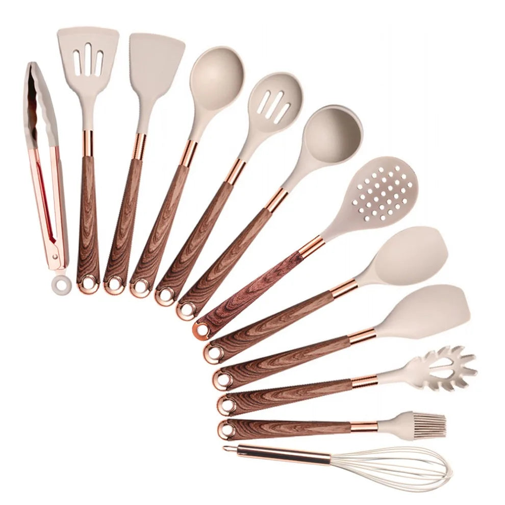 Silicone Khaki Utensils Set For Kitchen