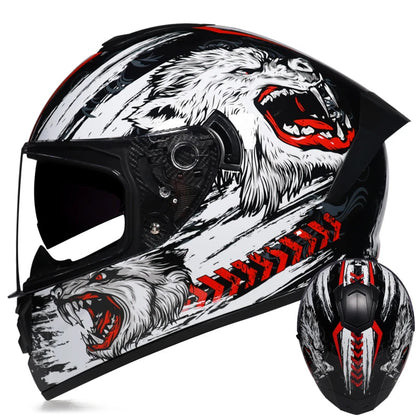 Double-Visor Full-Face Racing Helmet