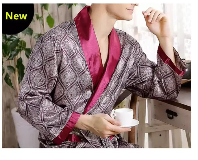Plus-Size Striped Kimono Bathrobe