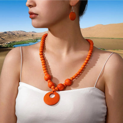 Bohemian Wooden Bead Jewelry Set