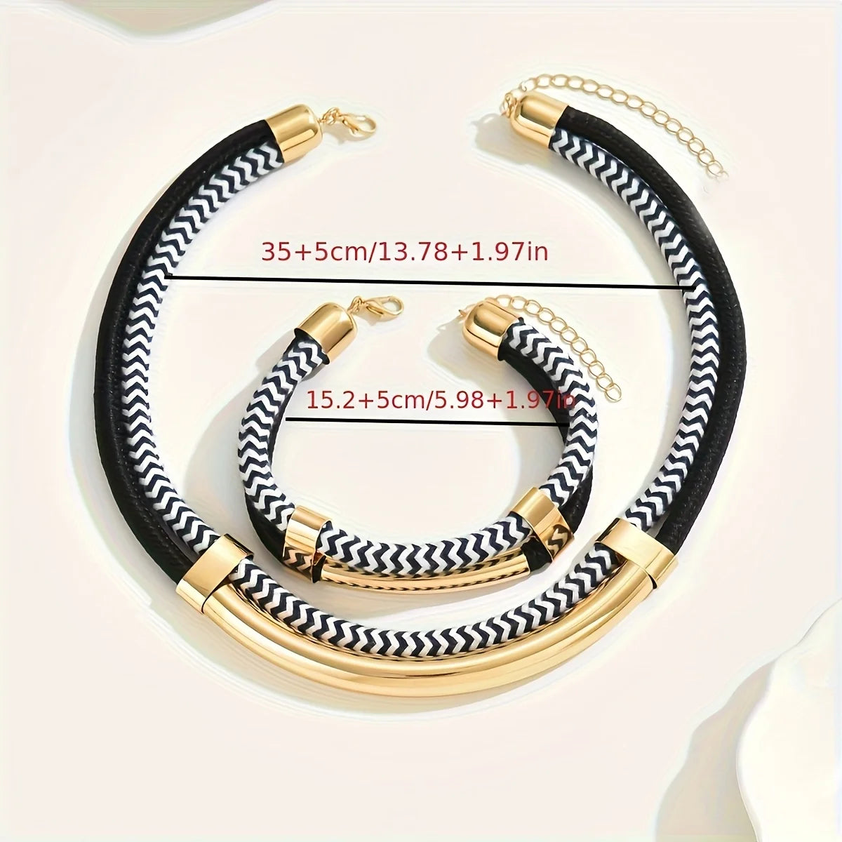 Double Line Necklace Bracelet Set