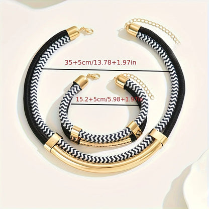 Double Line Necklace Bracelet Set