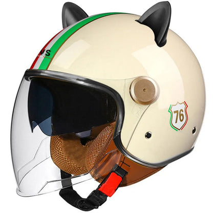 Retro Half-Face Cat-Ear Helmet