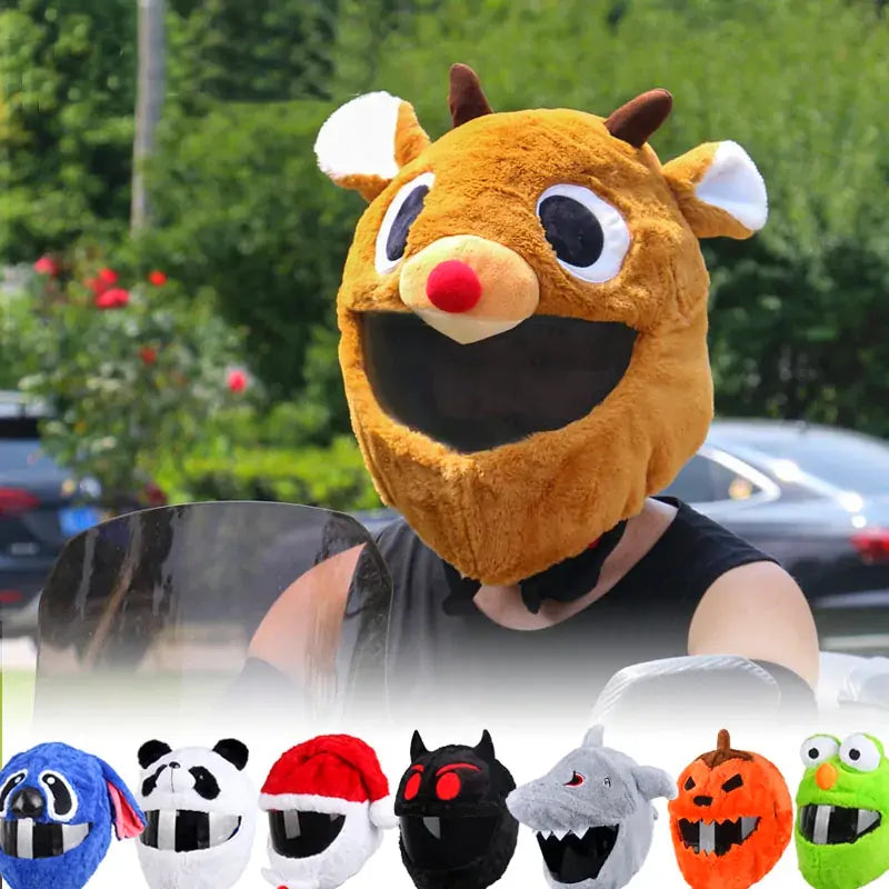 Plush Cartoon Full-Face Helmet Cover