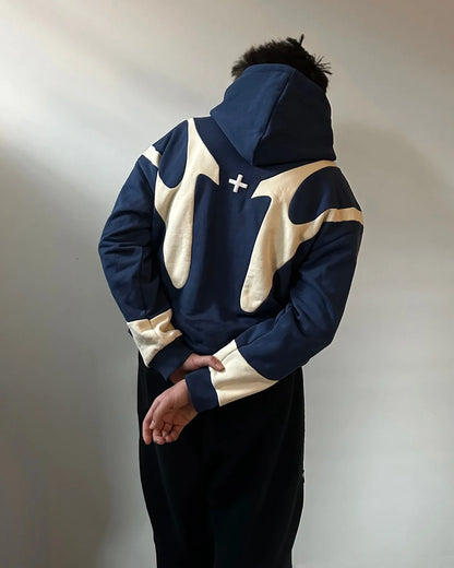 Geometric Patchwork Zip Hoodie