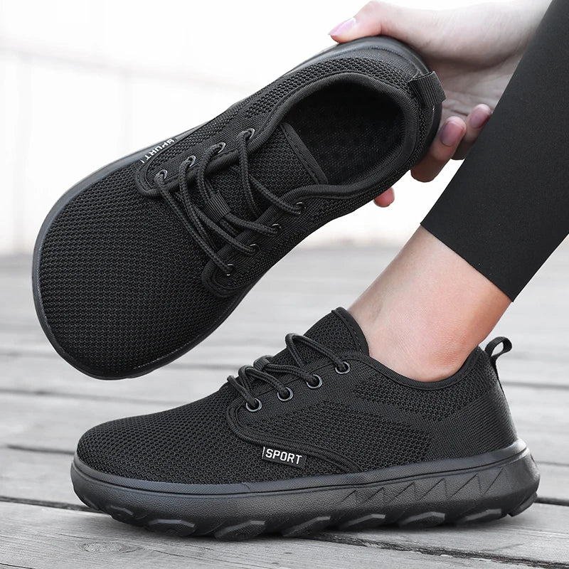 Wide Toe Platform Mesh Sneakers