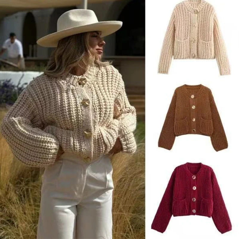 Button Pocket Knit Cardigan