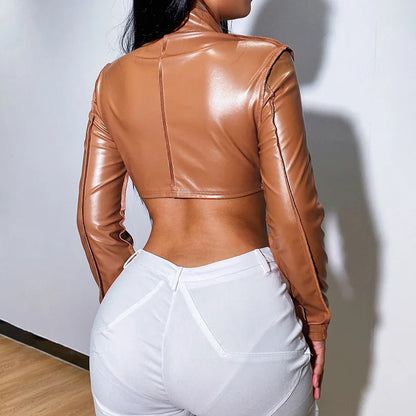 PU Leather Crop Jacket