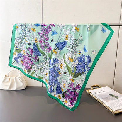 70Cm Butterfly Floral Square Scarf