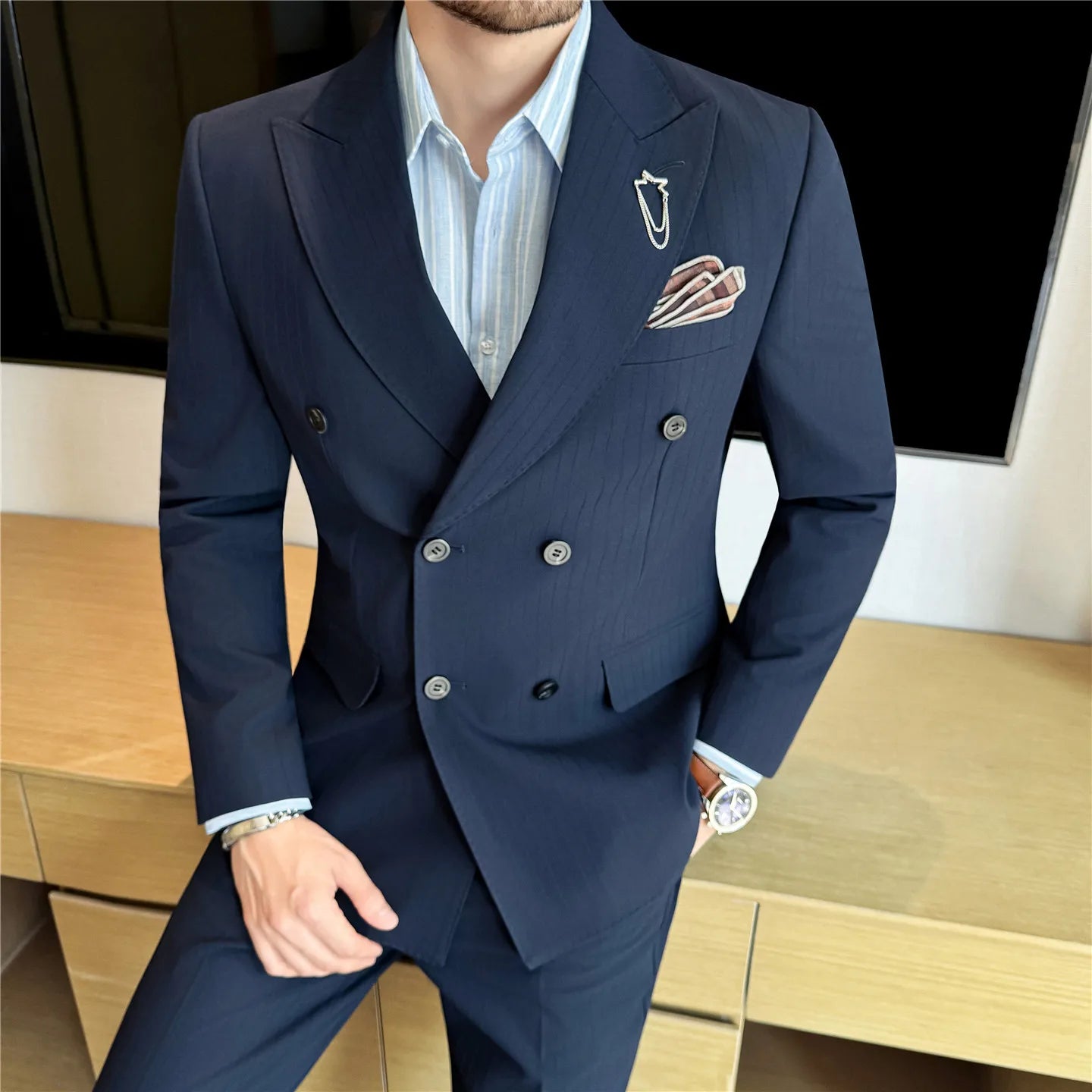 Two-Piece Jacket Pants Dark Suit