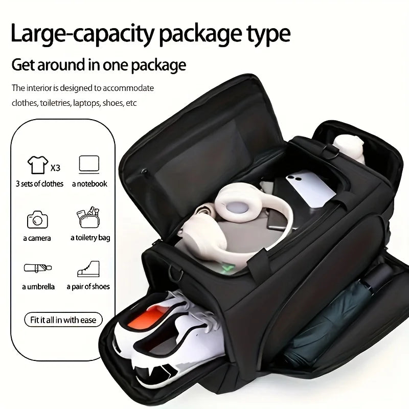 Nylon Duffel Bag with Shoe Compartment