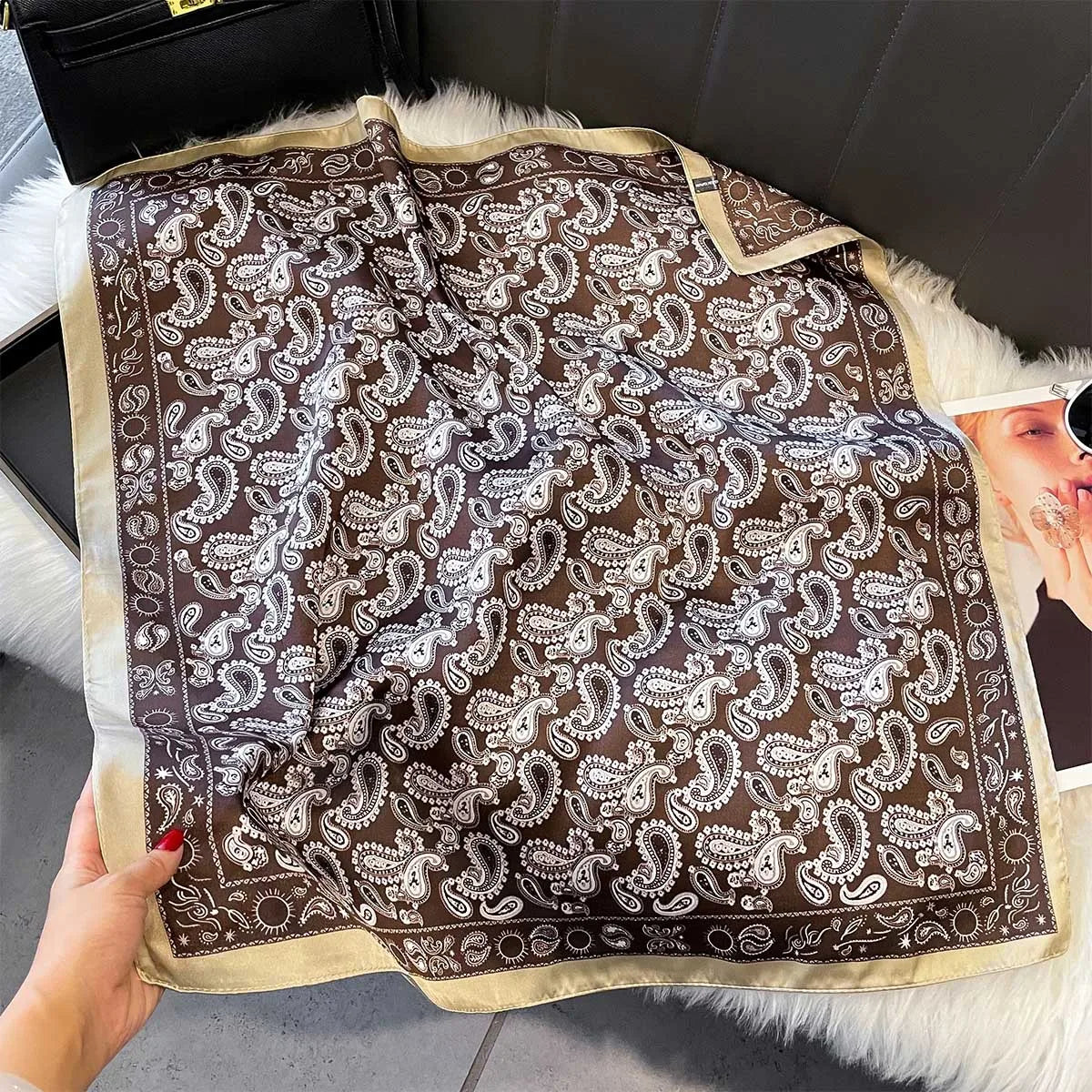 Scarves Shawl Print Satin Scarf