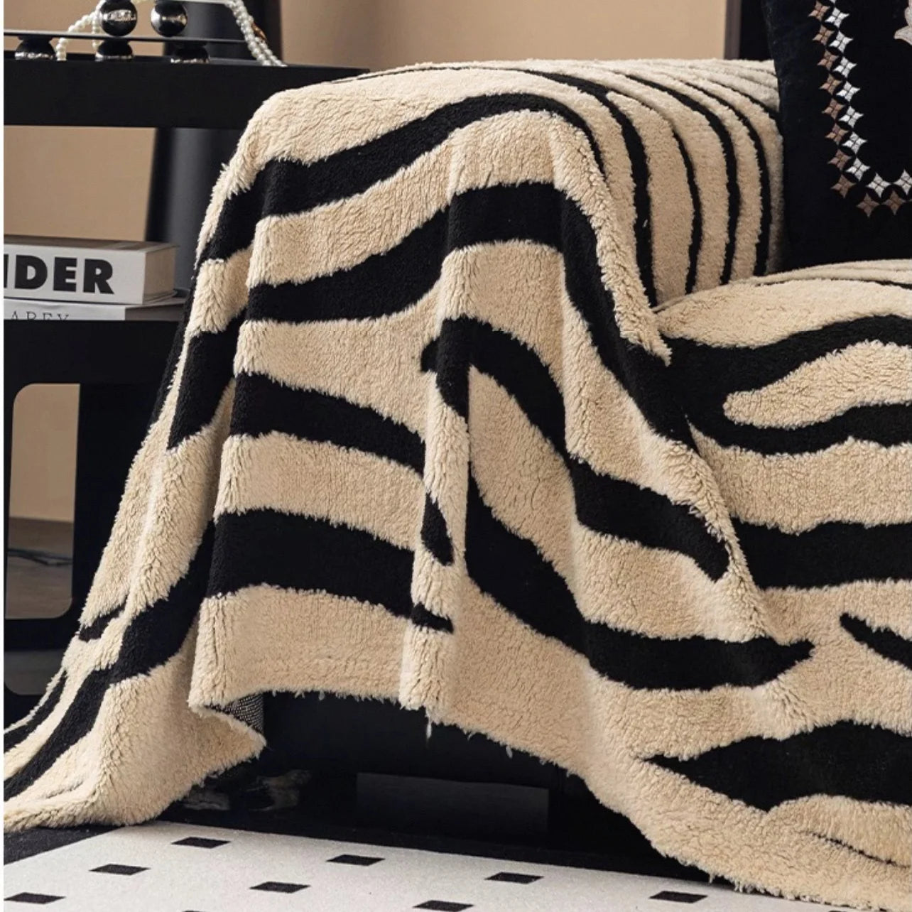 Zebra Fleece Sofa Cover