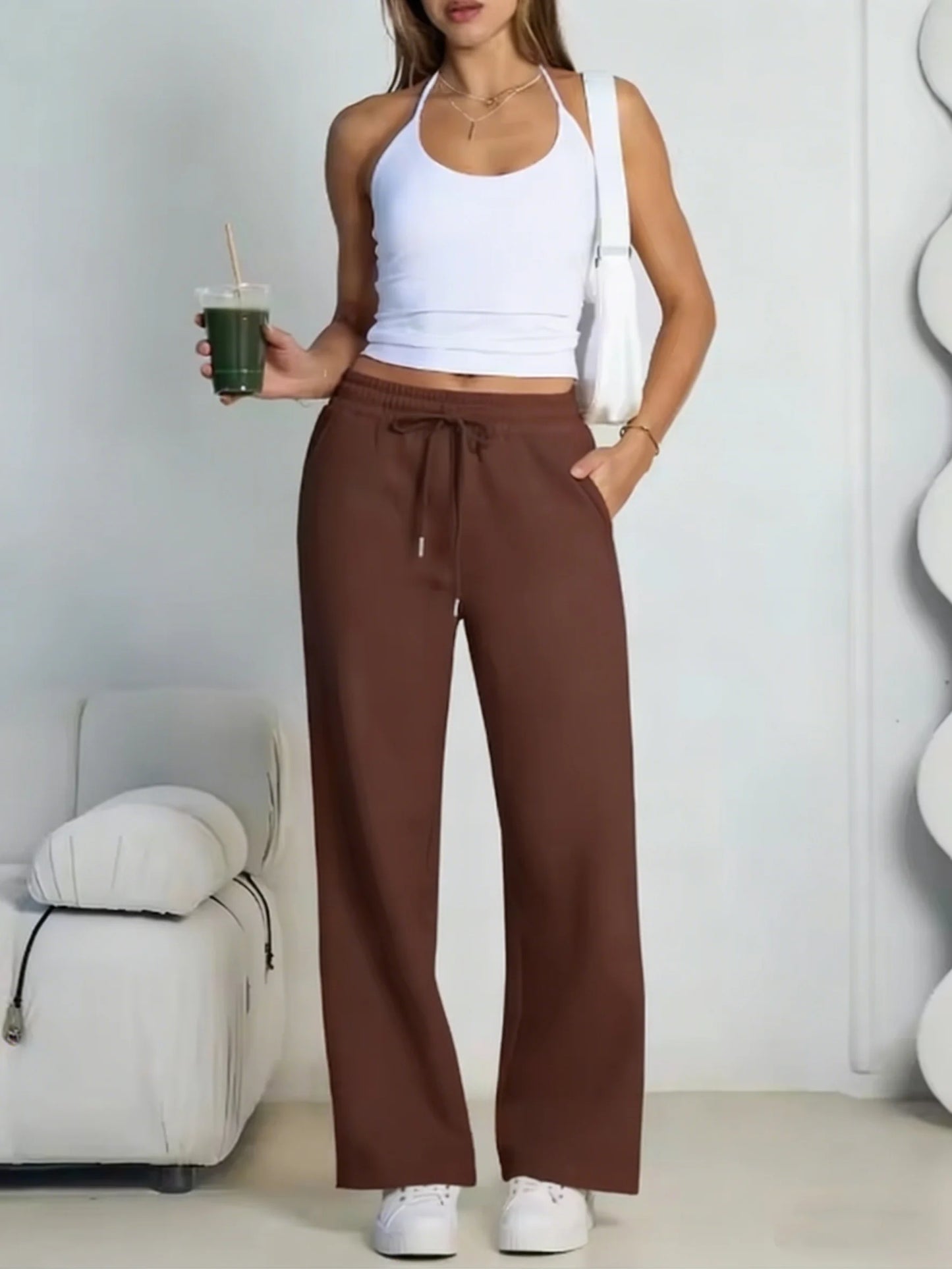 Wide-Leg Baggy Drawstring Joggers