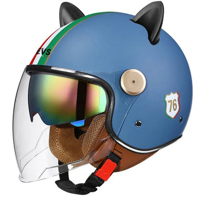 Retro Half-Face Cat-Ear Helmet