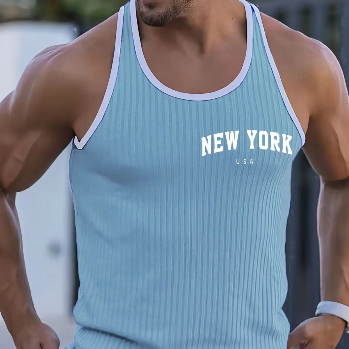 Striped Slim-Fit Letter Print Vest
