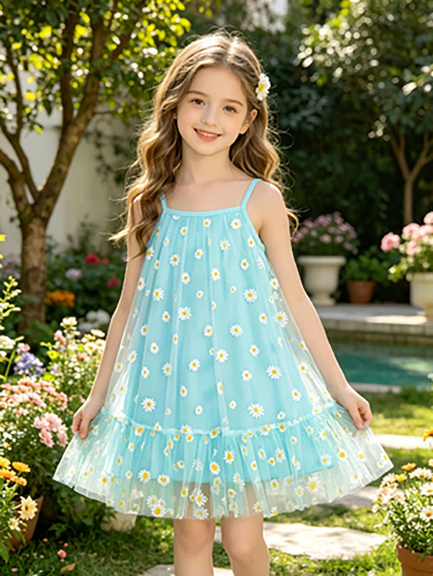 Princess Floral Blue Dress
