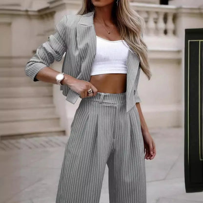 Striped 2-Piece Office Lady Suit