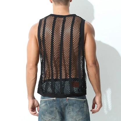 Mesh Fishnet Sleeveless Tank Top
