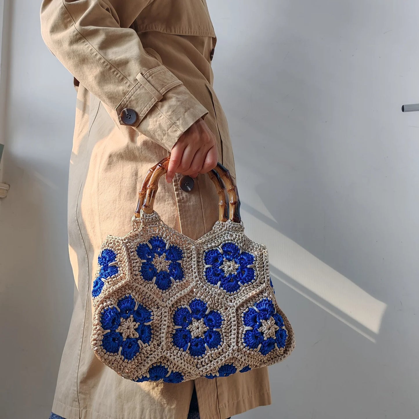 Crochet Bamboo Handle Tote