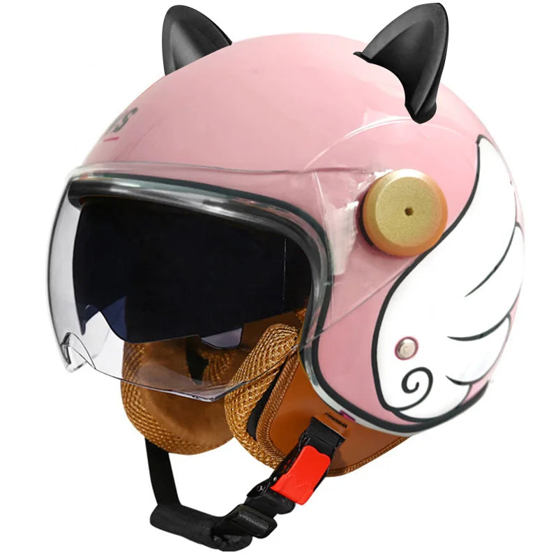 Retro Half-Face Cat-Ear Helmet