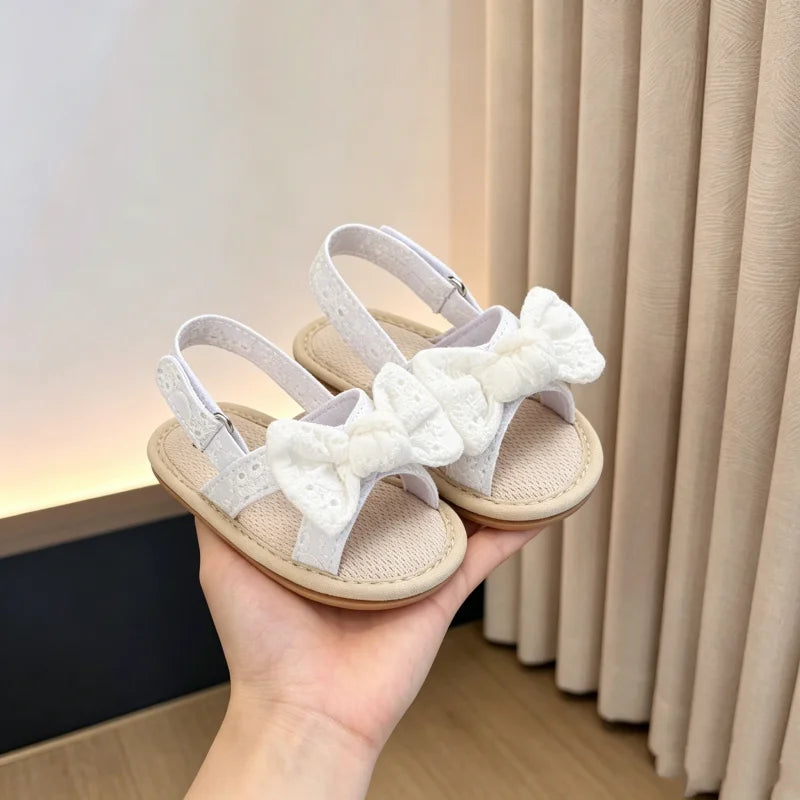 Eyelet Bow Back-Strap Baby Sandals