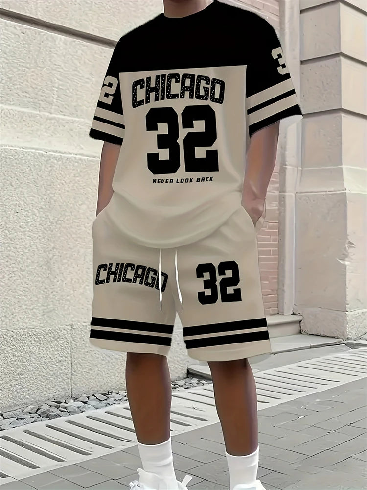 3D Animal Print Casual Shorts Set