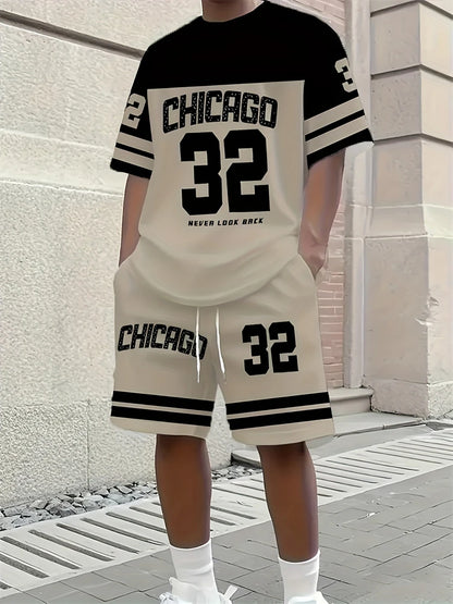 3D Animal Print Casual Shorts Set